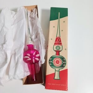 Vintage 50s Shiny Brite German Mercury Glass Hot Pink Christmas Tree Topper